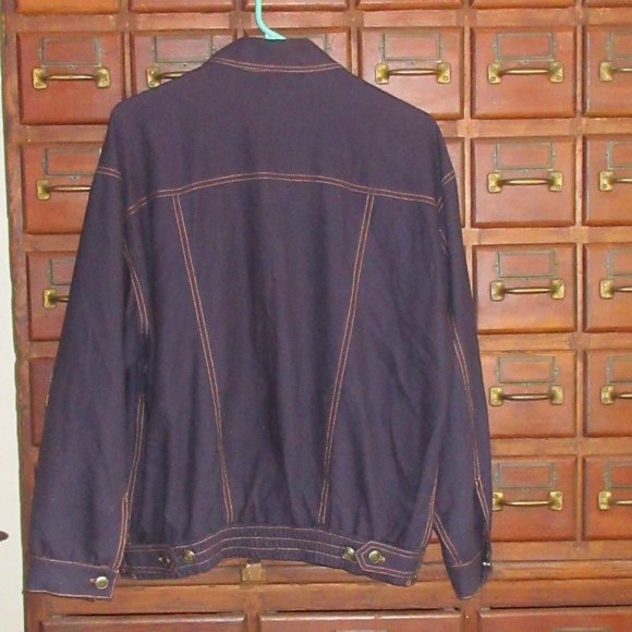 Lined Blue Silk Jacket Size 8 GEORGIOU - Picture 3 of 3